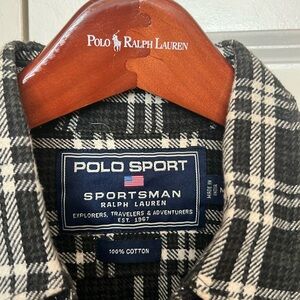 Polo by Ralph Lauren Men's Black Olive White Plaid Flannel Button Down Shirt